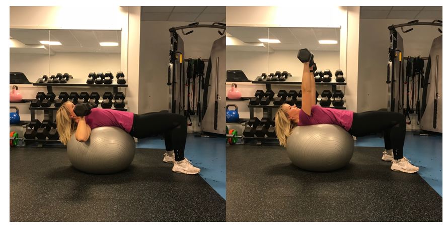 Benkpress på ball - klinisk ernæringsfysiolog Anne Marie Skjølsvik